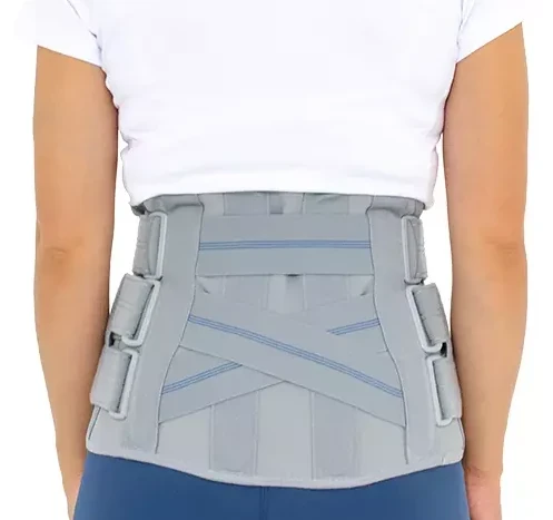 Orteza lędźwiowo-krzyżowa z pasami dociągowymi i usztywnieniami oddychająca AM-SO-10 szara Reh4Mat