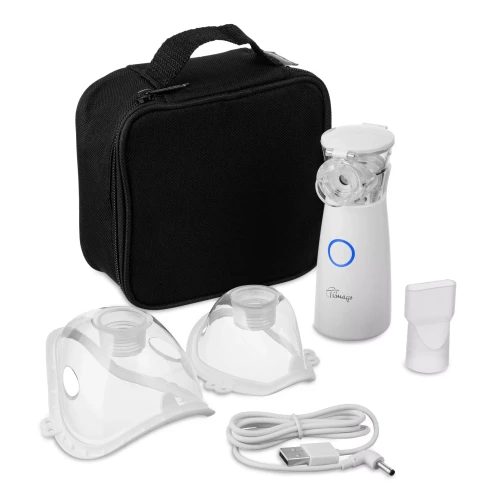 Inhalator siateczkowy do nebulizacji cichy bezprzewodowy z 2 maskami w zestawie Yuwell