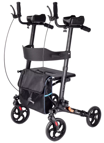 Podpórka czterokołowa chodzik z podparciem na łokcie hamulcami siedziskiem i torbą LEXI Timago