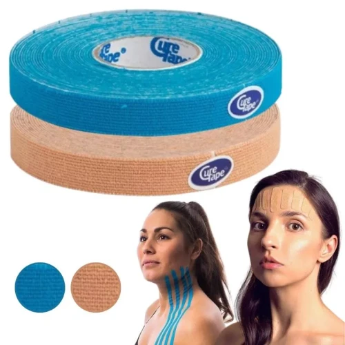 Wąska taśma kinezjologiczna do tapingu 1 cm x 5 m plaster do tapingu twarzy i szyi CureTape Classic