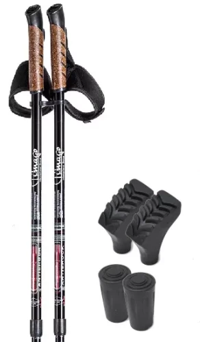 Kijki trekkingowe do chodzenia Nordic Walking z wymiennymi końcówkami, składane Timago