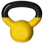 Kettlebell 4 kg żeliwny pokryty gumą hantla do ćwiczeń yellowKETTLEBELL