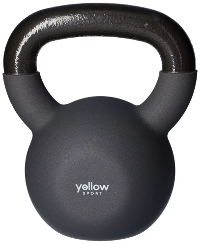 Kettlebell 16 kg żeliwny pokryty gumą hantla do ćwiczeń yellowKETTLEBELL