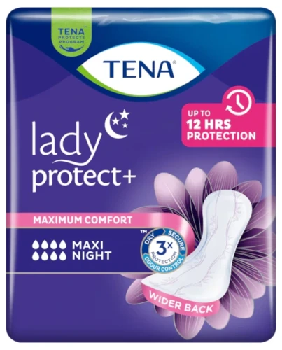 Wkładki na nietrzymanie moczu dla kobiet TENA LADY PROTECT+ Maxi Night 12 sztuk