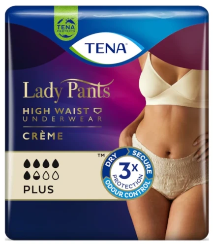 Majtki chłonne dla kobiet z wysokim stanem, bielizna na nietrzymanie moczu TENA Lady Pants Plus Crème