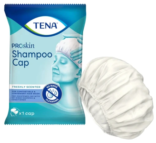 Czepek do mycia włosów nawilżony szamponem i odżywką TENA ProSkin Shampoo Cap