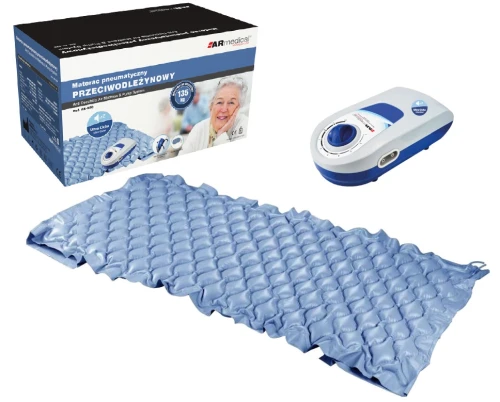 Materac przeciwodleżynowy bąbelkowy pneumatyczny, zmiennociśnieniowy z pompą do 135 kg, 200x90x7 cm ARmedical 