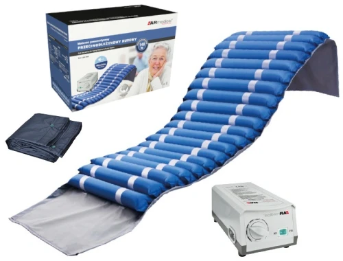 Materac przeciwodleżynowy rurowy pneumatyczny, zmiennociśnieniowy z pompą 200x86x10 cm do 140kg ARmedical 