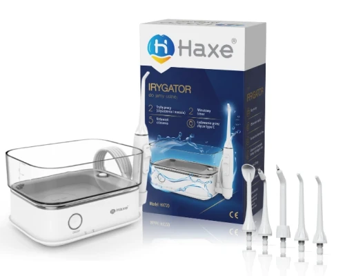 Irygator dentystyczny do zębów, higieny, 6 końcówek, 2 tryby pracy Haxe
