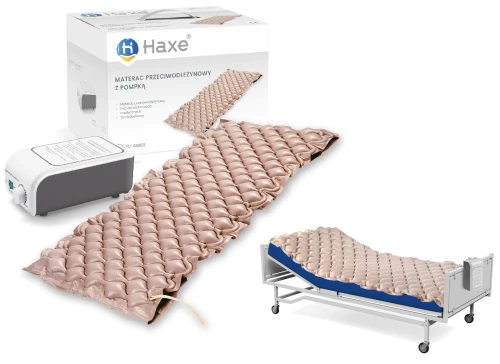 Materac przeciwodleżynowy zmiennociśnieniowy, bąbelkowy z kompresorem do 135 kg, 200x90 cm Haxe