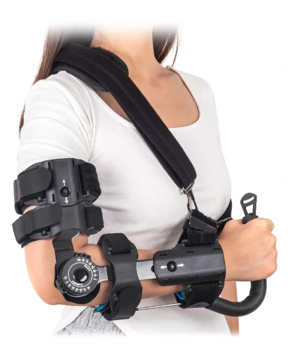 Pooperacyjna orteza stawu łokciowego z regulacją kąta zgięcia i wyprostu oraz ujęciem dłoni Reha Fund