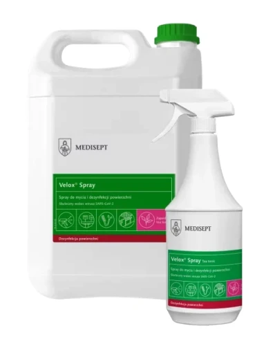 Zestaw Velox Spray Tea Tonic - kanister 5L + butelka 1L - płyn do mycia i dezynfekcji powierzchni zapachowy Medisept