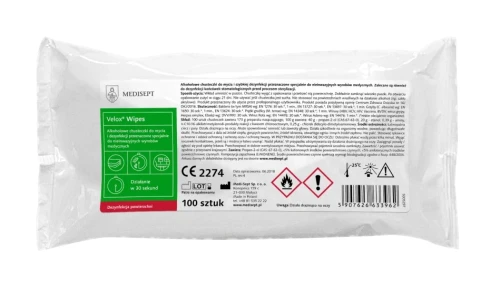 Wkład do chusteczek do mycia i dezynfekcji powierzchni z alkoholem 100 szt. Velox Wipes Medisept