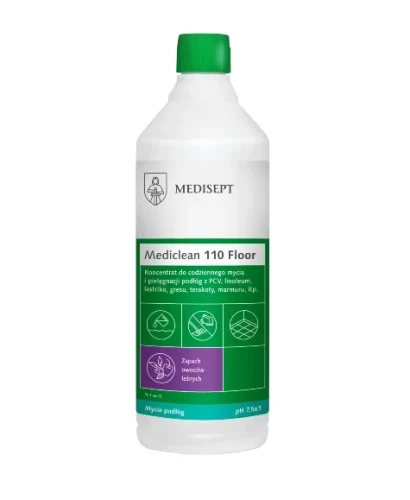 Profesjonalny koncentrat do mycia i pielęgnacji podłóg, 1L, atestowany - zapach owoców leśnych, Mediclean 110 Floor Medisept