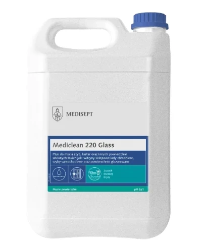 Płyn do mycia szyb bez smug, zapachowy, kanister 5L Mediclean 220 Glass Medisept