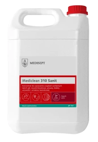 Profesjonalny koncentrat do czyszczenia powierzchni sanitarnych Mediclean 310 Sanit, 5 litrów, zapach wiśnia Medisept