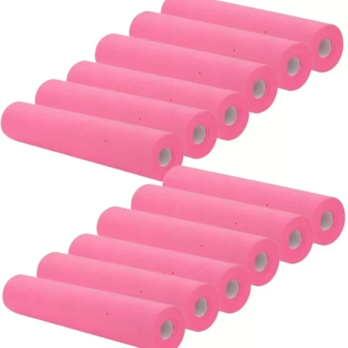 Zestaw 12 sztuk - podkład włókninowy w rolce 60cm x 50m różowy, jednorazowy, do gabinetów medycznych