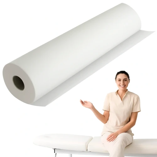 Podkład włókninowy w rolce 60cm x 50m biały, jednorazowy, do gabinetów medycznych EKO HIGIENA