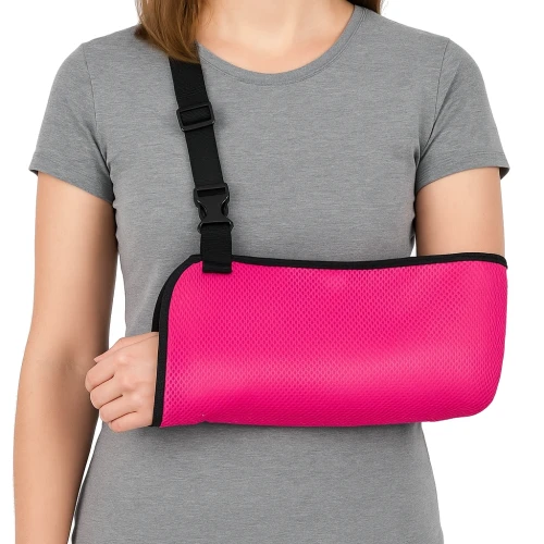 Temblak ortopedyczny na rękę z oddychającego materiału, regulowany, różowy Reha Fund