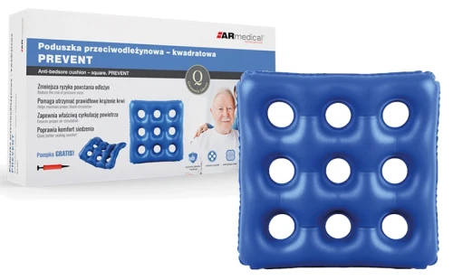 Poduszka przeciwodleżynowa pneumatyczna na wózek inwalidzki z pompką 44x44 cm ARmedical
