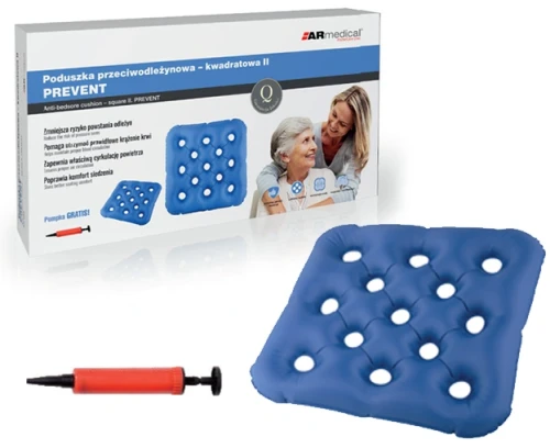 Poduszka przeciwodleżynowa pneumatyczna na wózek inwalidzki z pompką 44x44 cm ARmedical 