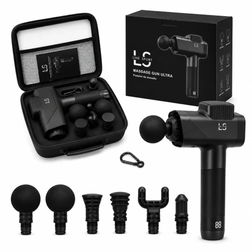 Pistolet do masażu mięśni, masażer wibracyjny z 6 końcówkami i etui Line Sport