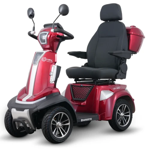 Skuter elektryczny dla seniora z regulowanym fotelem, koszykiem, zasięgiem do 35 km Life 4 Go czerwony
