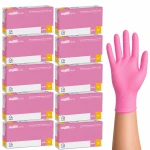 Zestaw 10 opakowań - rękawiczki nitrylowe 1000 szt. bezpudrowe różowe easyCare jednorazowe Zarys